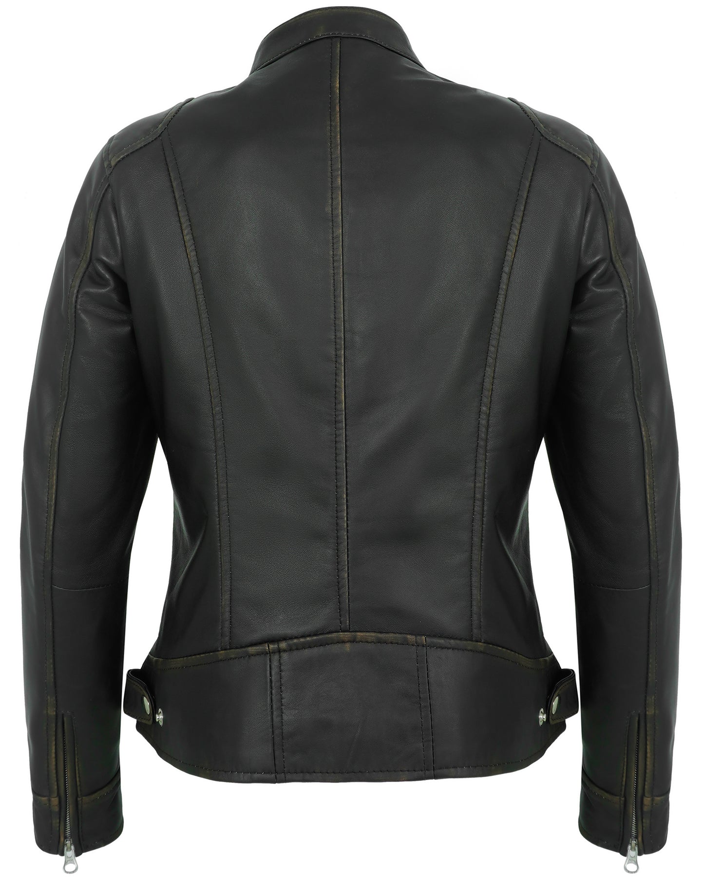 Black Ruboff Motorcycle Leather Jacket for Women – Real Lambskin