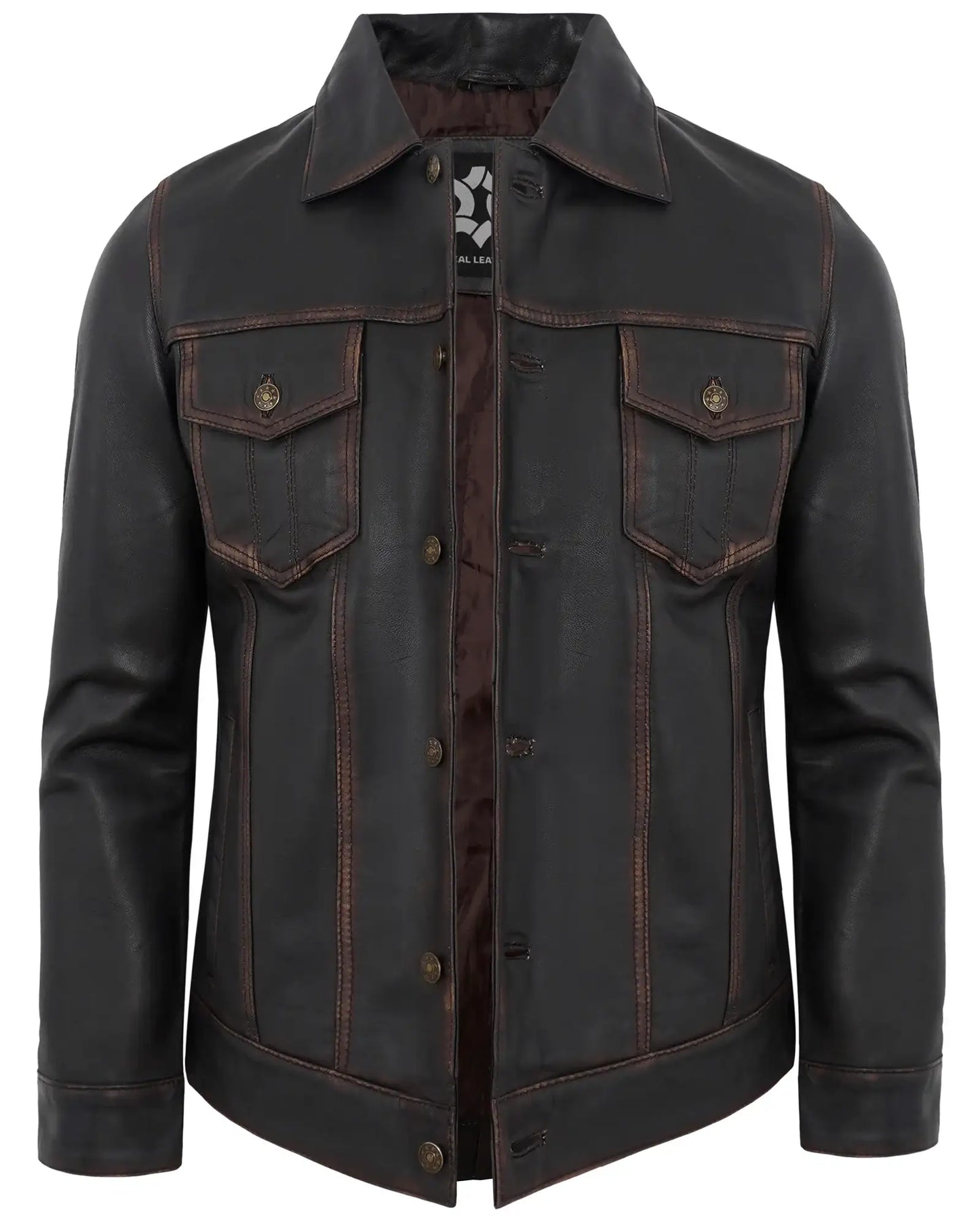 Ruboff Vintage Leather Jacket for Men – Real Lambskin Trucker Style