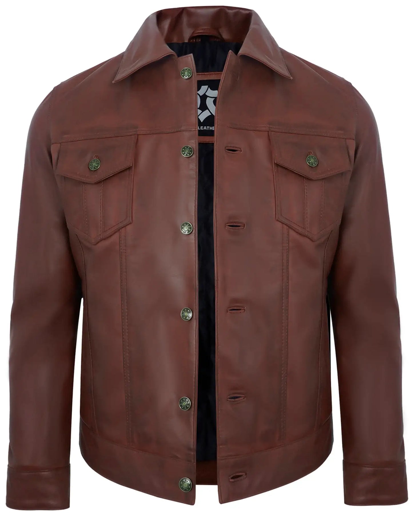 Brown Vintage Leather Jacket for Men – Real Lambskin Trucker Style