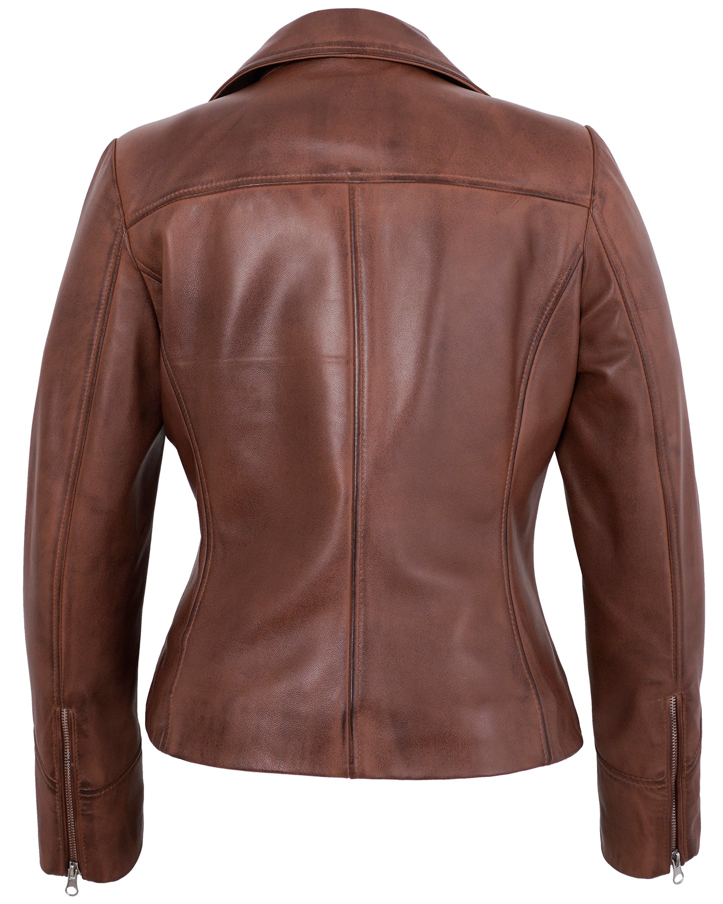 Brown Biker Leather Jackets for Women – Real Lambskin Moto Jacket