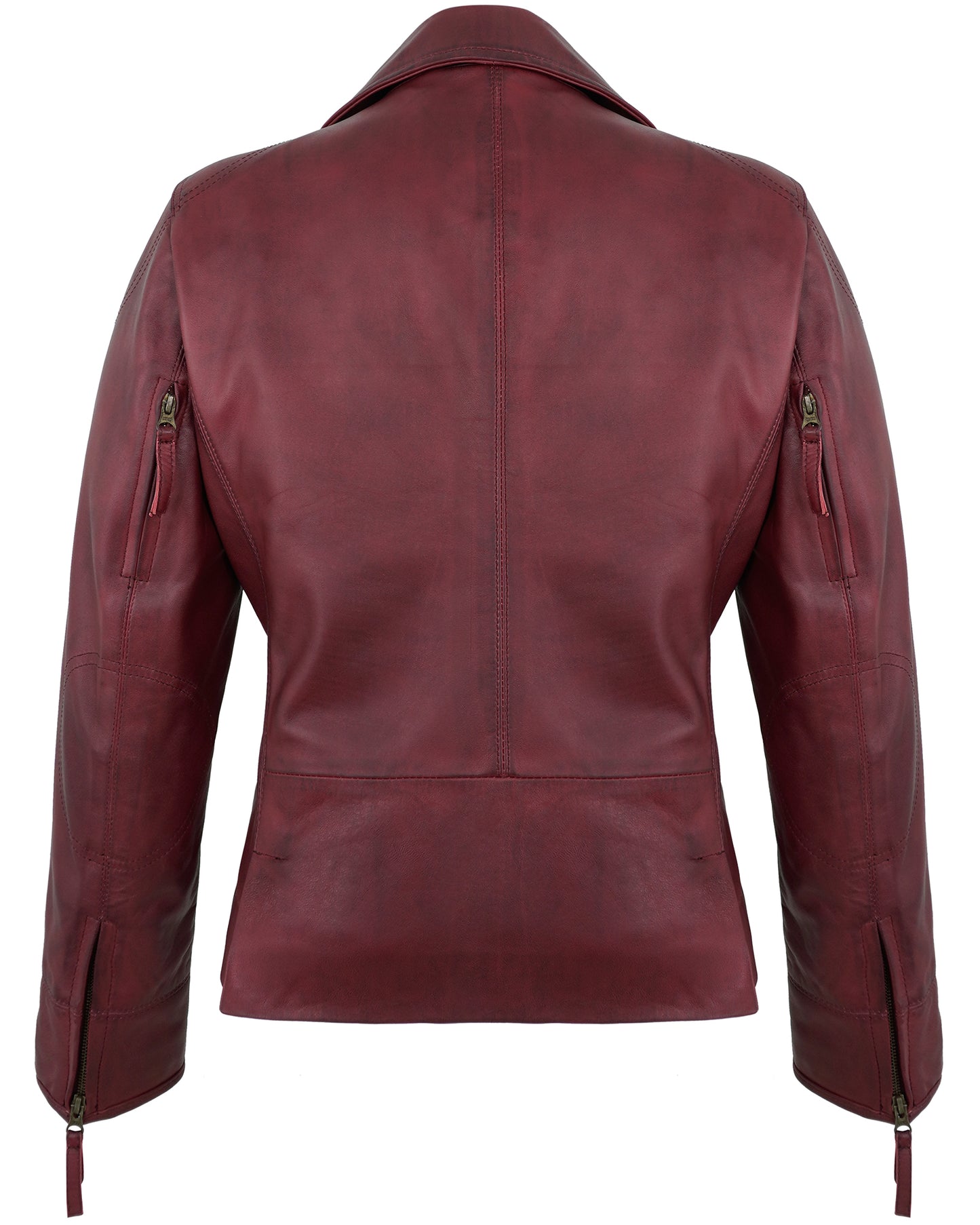 Maroon Women's Motorcycle Leather Jackets – Real Lambskin Biker Jacket