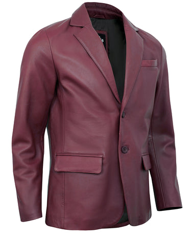 maroon-leather-blazer-men