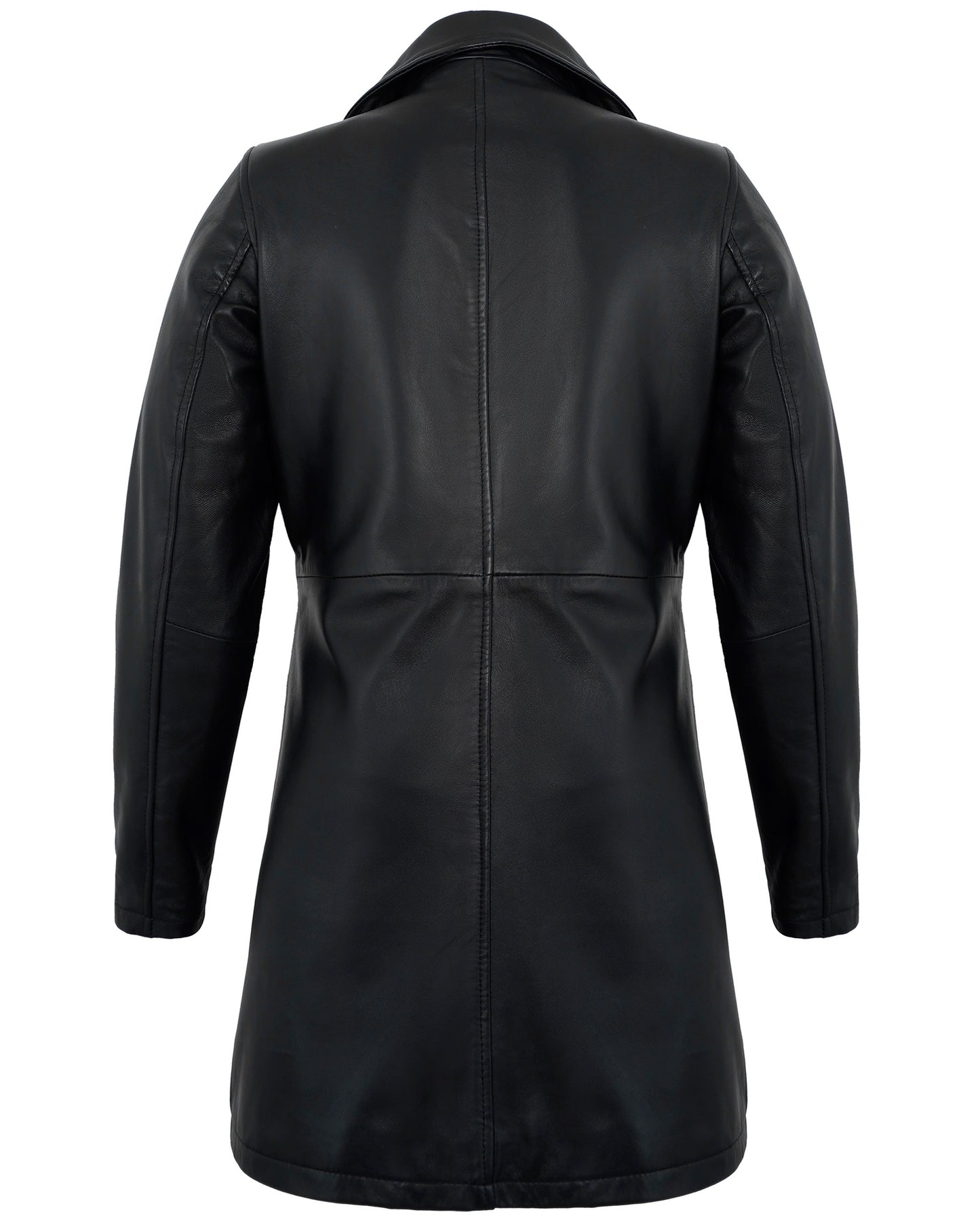 Women’s Black Leather Coat – Classic Turn Down Collar Real Lambskin