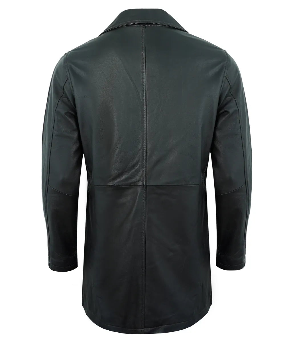 Black Ruboff Leather Car Coat Men