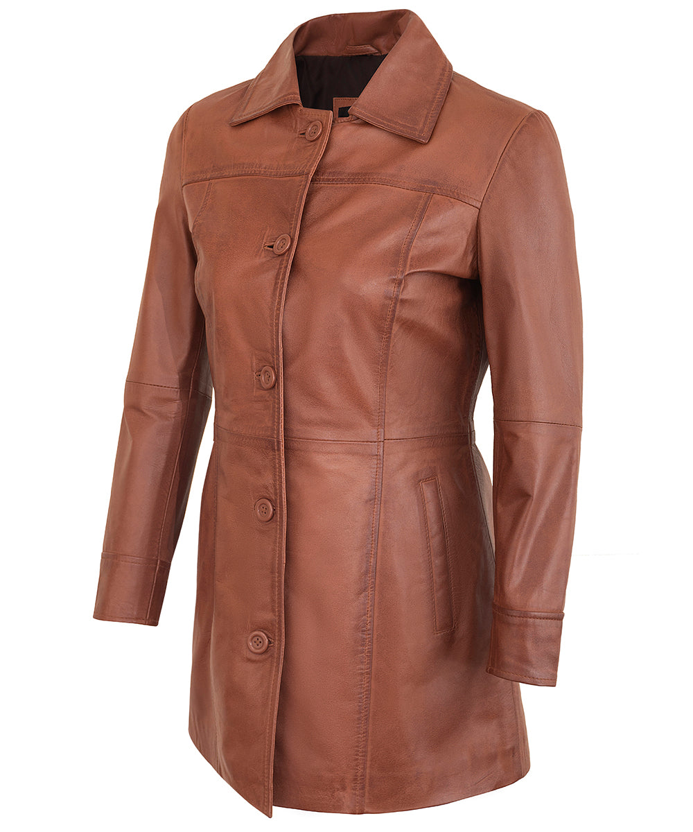 Leather Blazer Women Sale – Tan