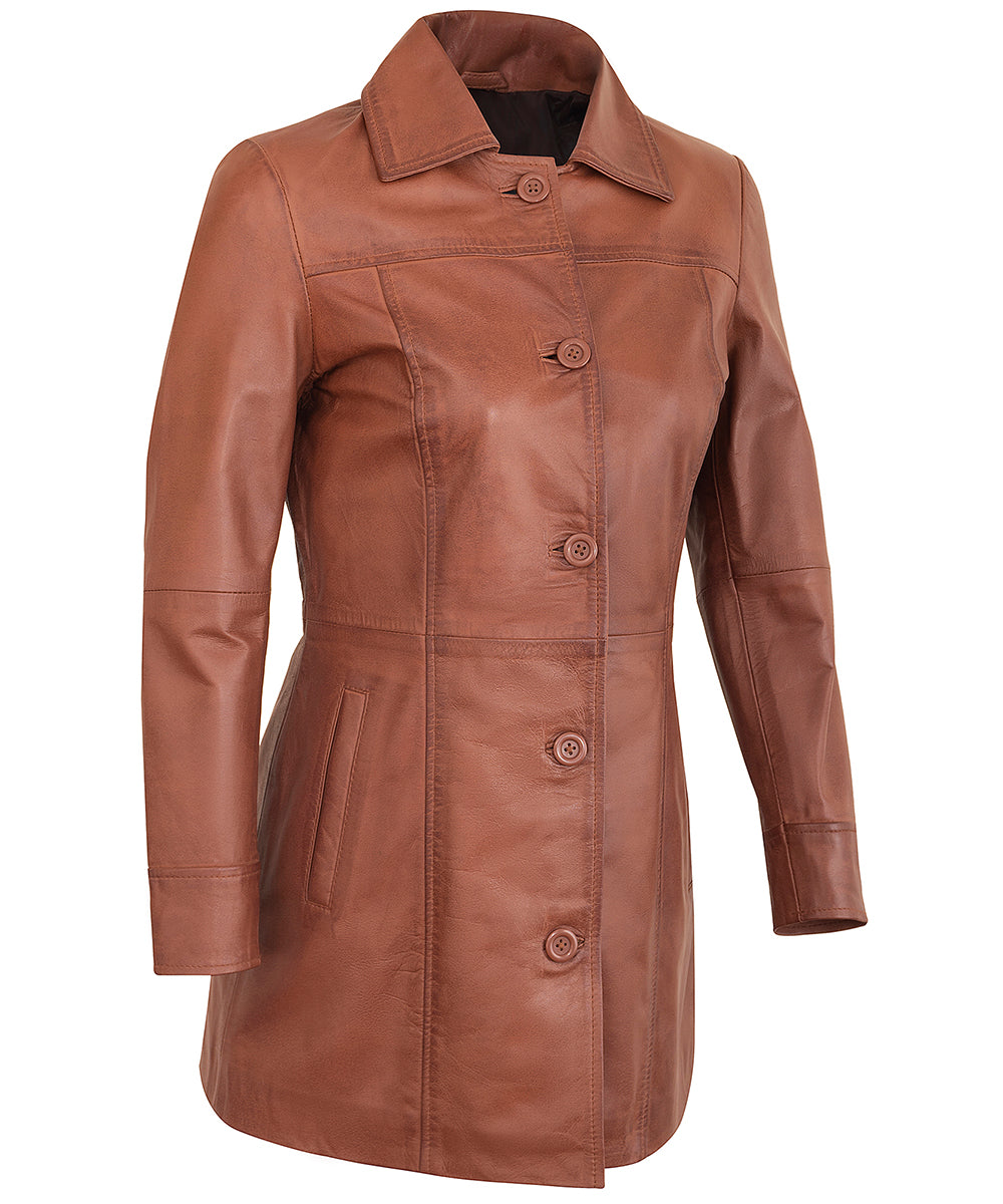 Leather Blazer Women Sale – Tan