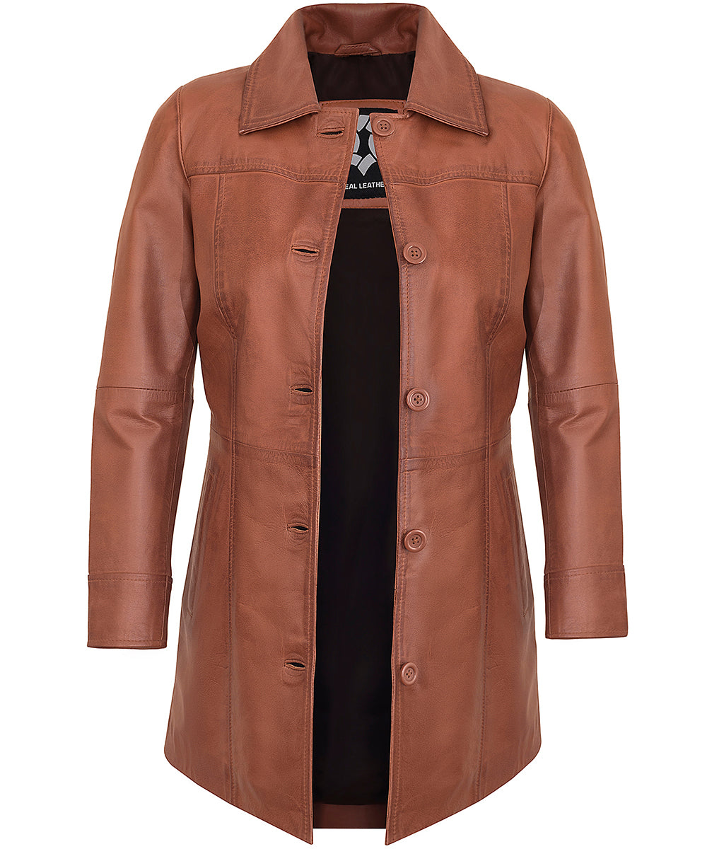 Leather Blazer Women Sale – Tan