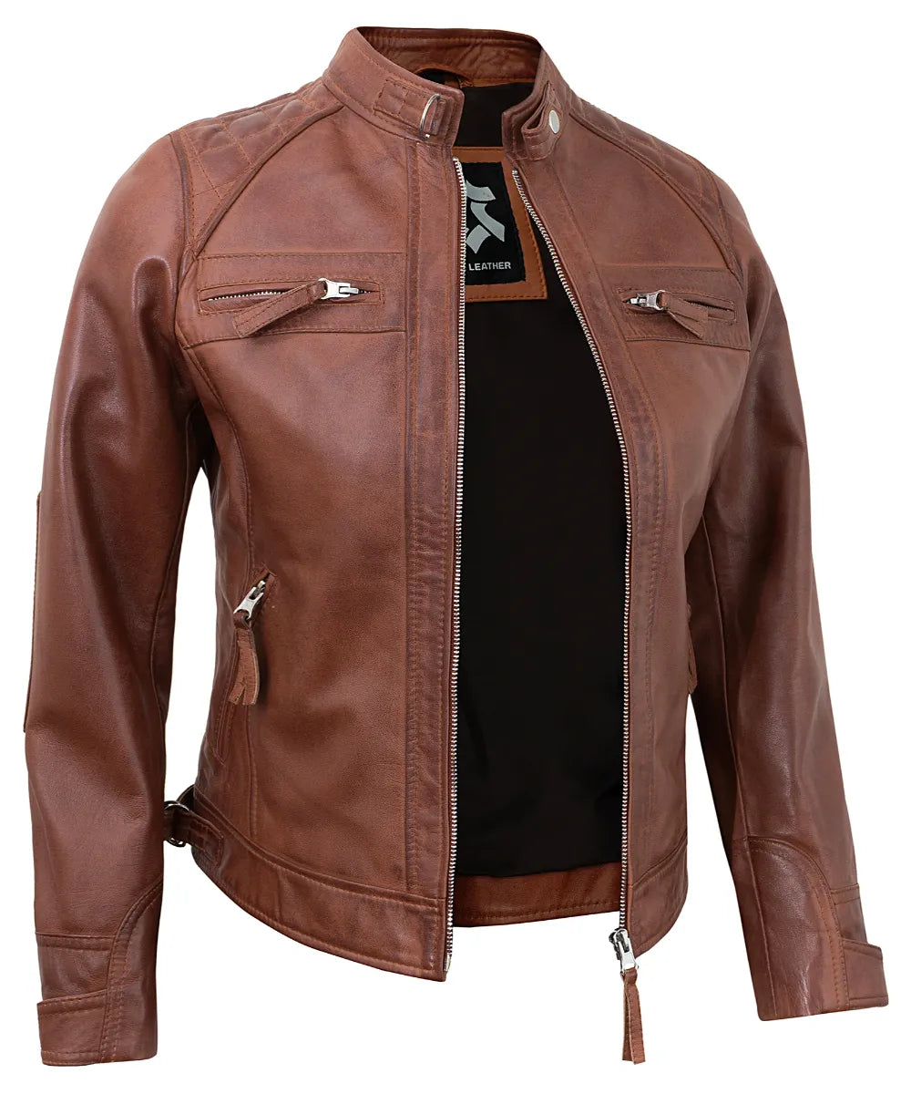 brown-leather-cafe-racer-jackets-for-women
