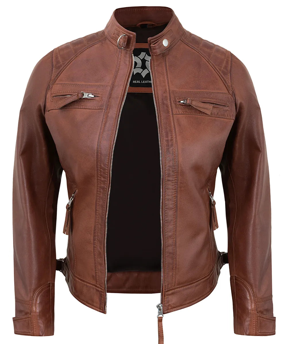 brown-leather-cafe-racer-jackets-for-women