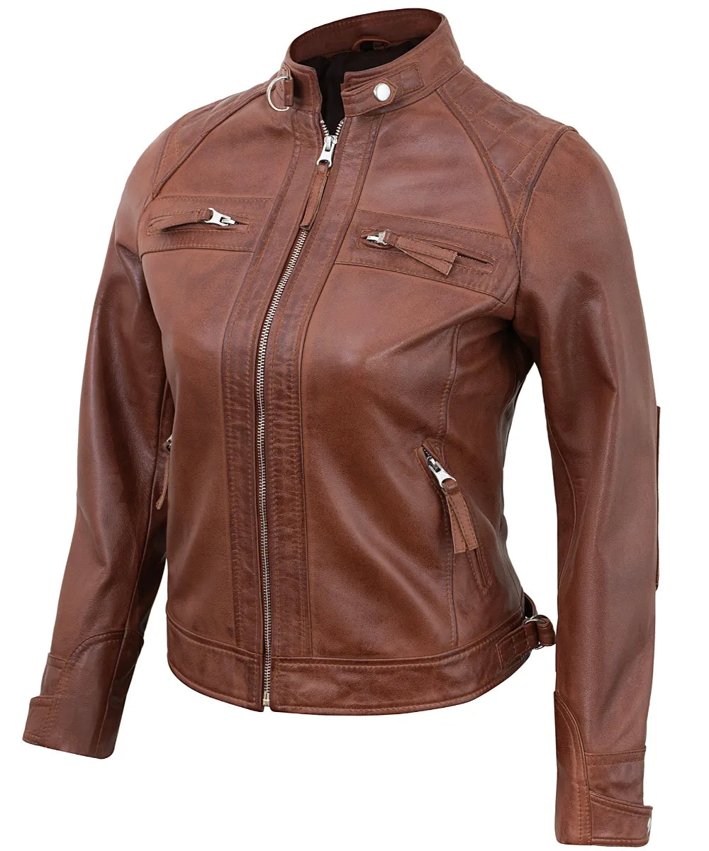brown-leather-cafe-racer-jackets-for-women