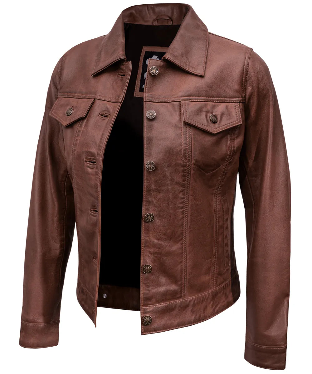 brown-leather-jacket-trucker