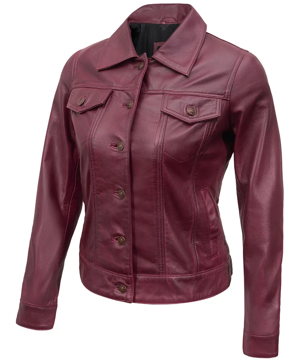 maroon-leather-jacket-trucker