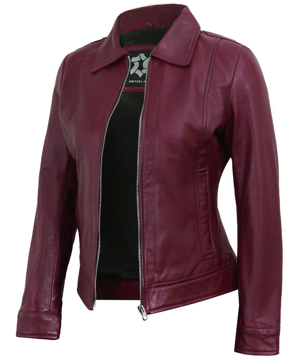 maroon-cafe-racer-down-collar-jackets