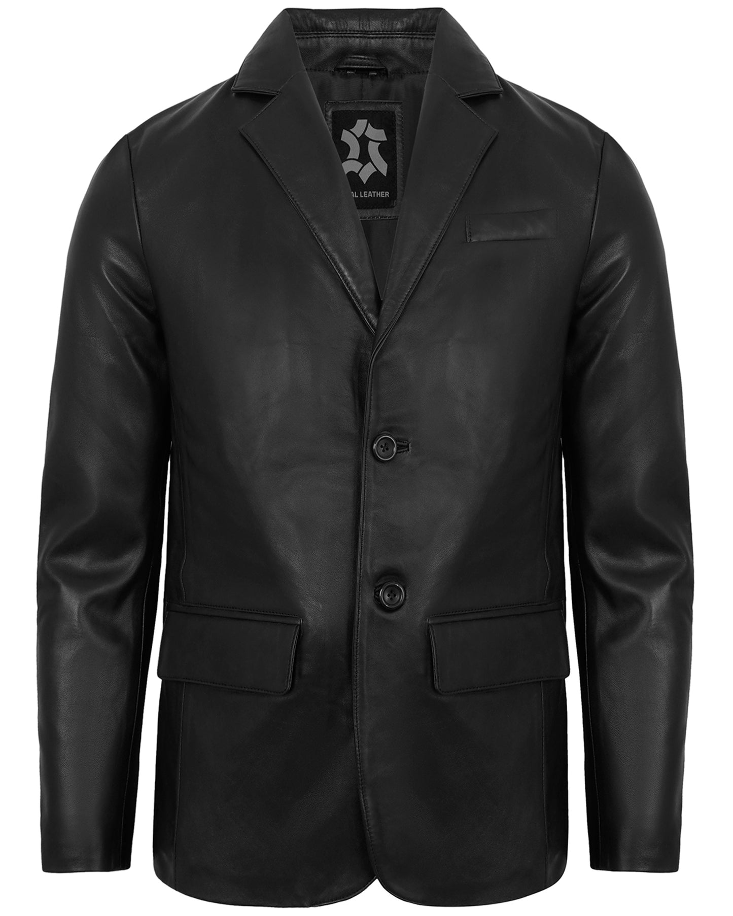 2-button-black-leather-blazer-men