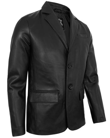 2-button-black-leather-blazer-men