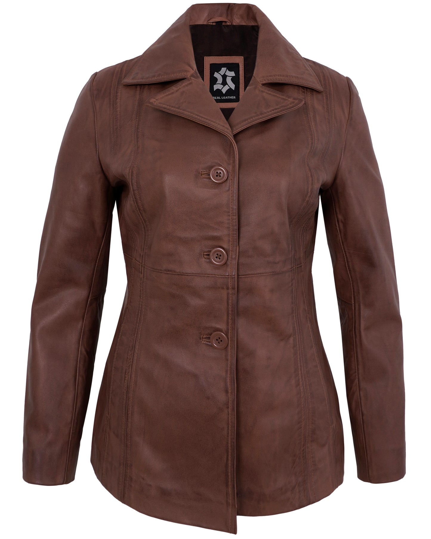 Brown Leather Blazers for Women – Elegant Casual Real Lambskin Jacket