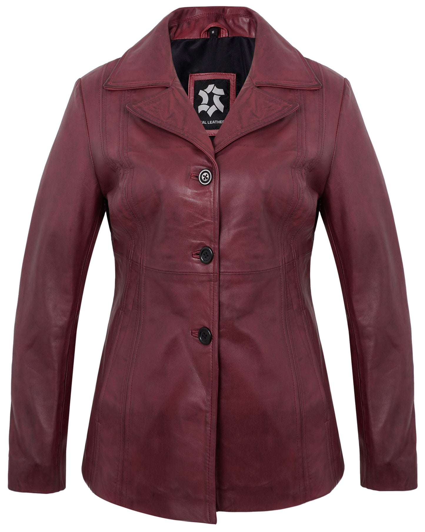 Maroon Leather Blazers for Women – Vintage Casual Real Lambskin Jacket