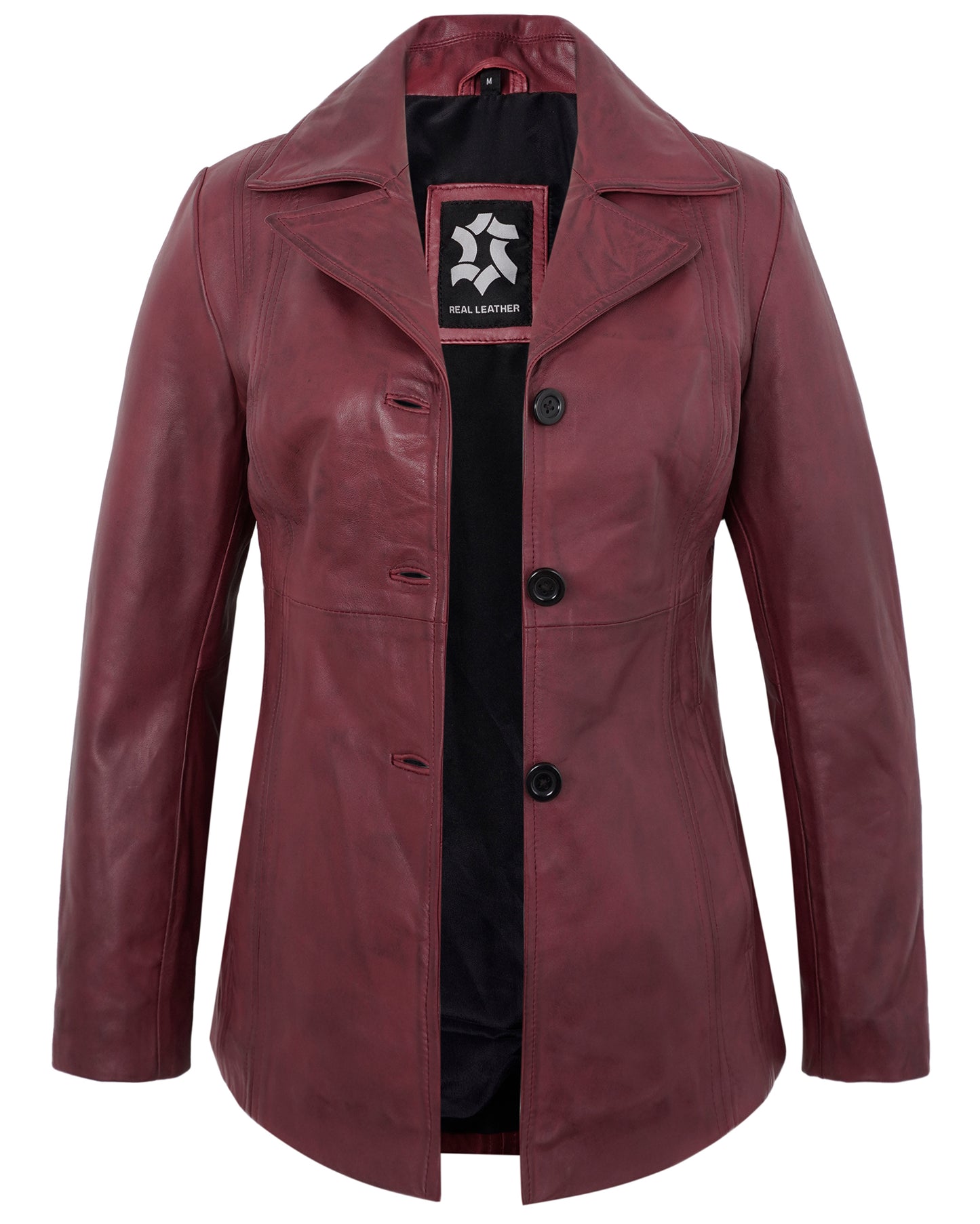 Maroon Leather Blazers for Women – Vintage Casual Real Lambskin Jacket