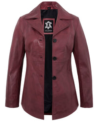maroon-vintage-leather-blazer-women