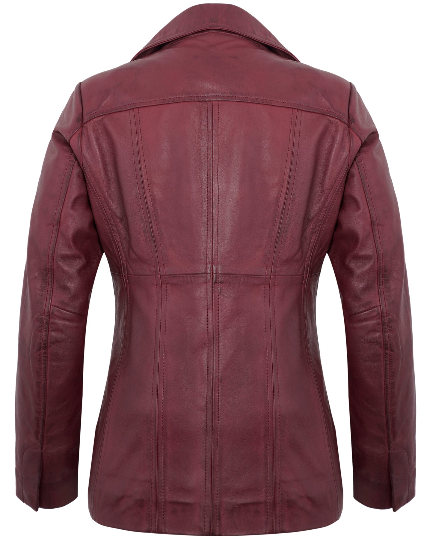 Maroon Leather Blazers for Women – Vintage Casual Real Lambskin Jacket
