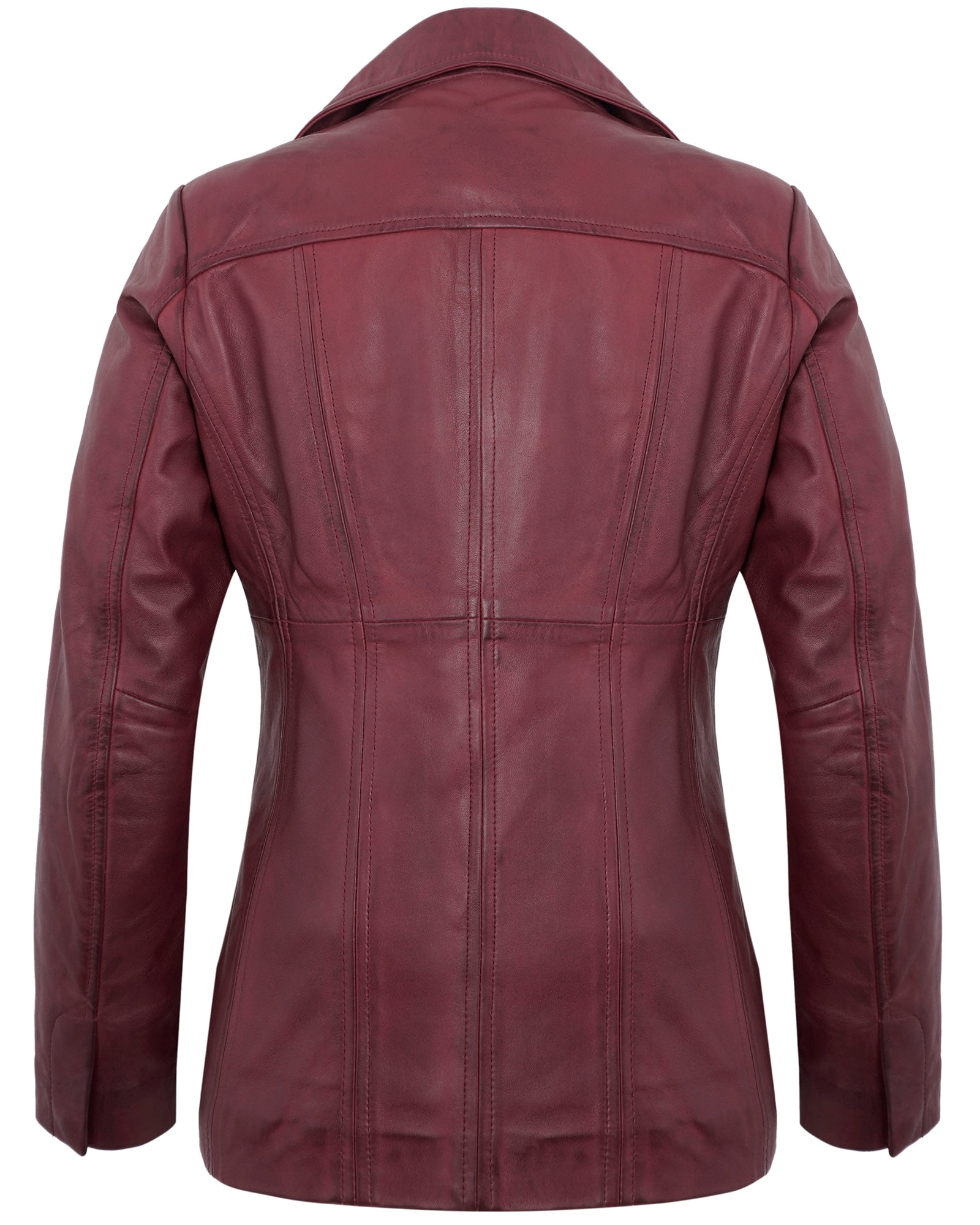 maroon-vintage-leather-blazer-women