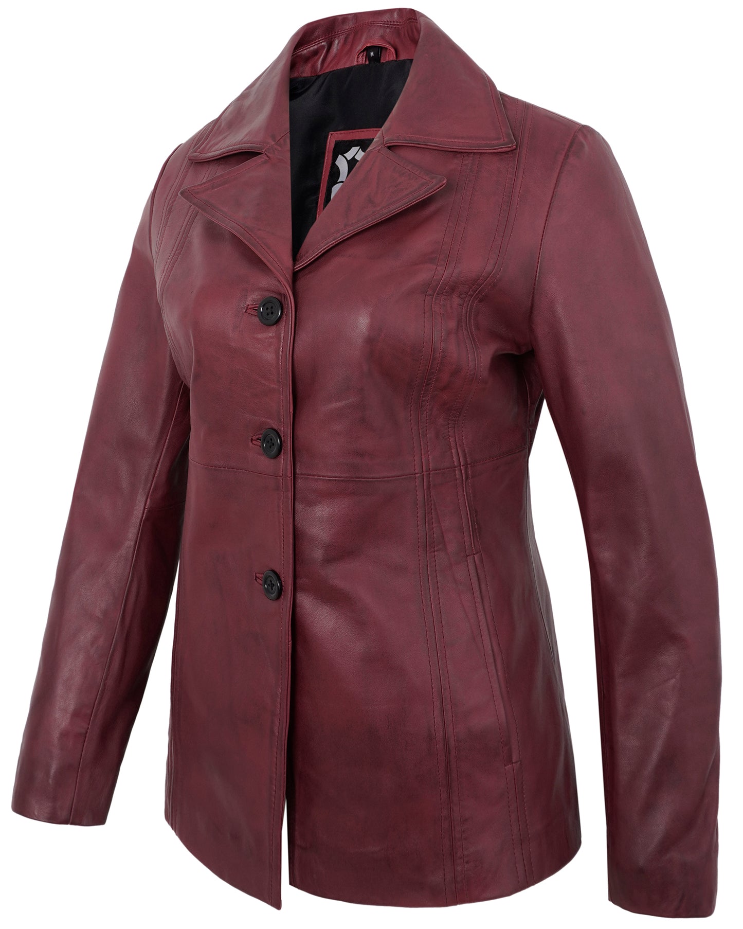 Maroon Leather Blazers for Women – Vintage Casual Real Lambskin Jacket