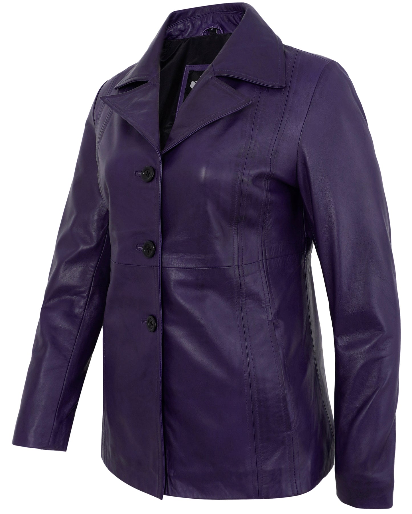Purple Leather Blazers for Women – Vintage Casual Real Lambskin Jacket