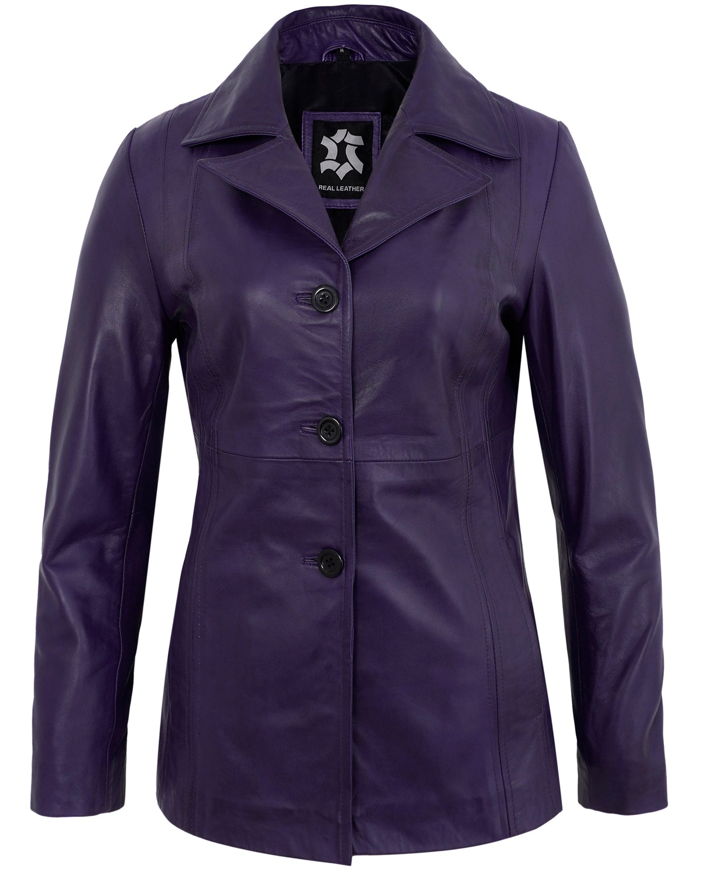 Purple Leather Blazers for Women – Vintage Casual Real Lambskin Jacket