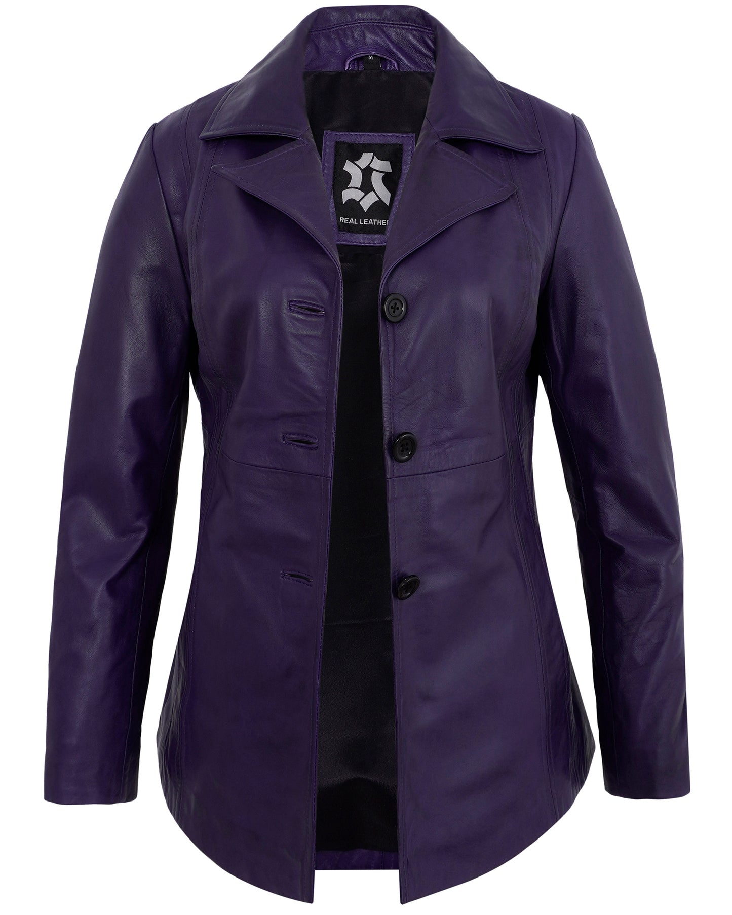 Purple Leather Blazers for Women – Vintage Casual Real Lambskin Jacket