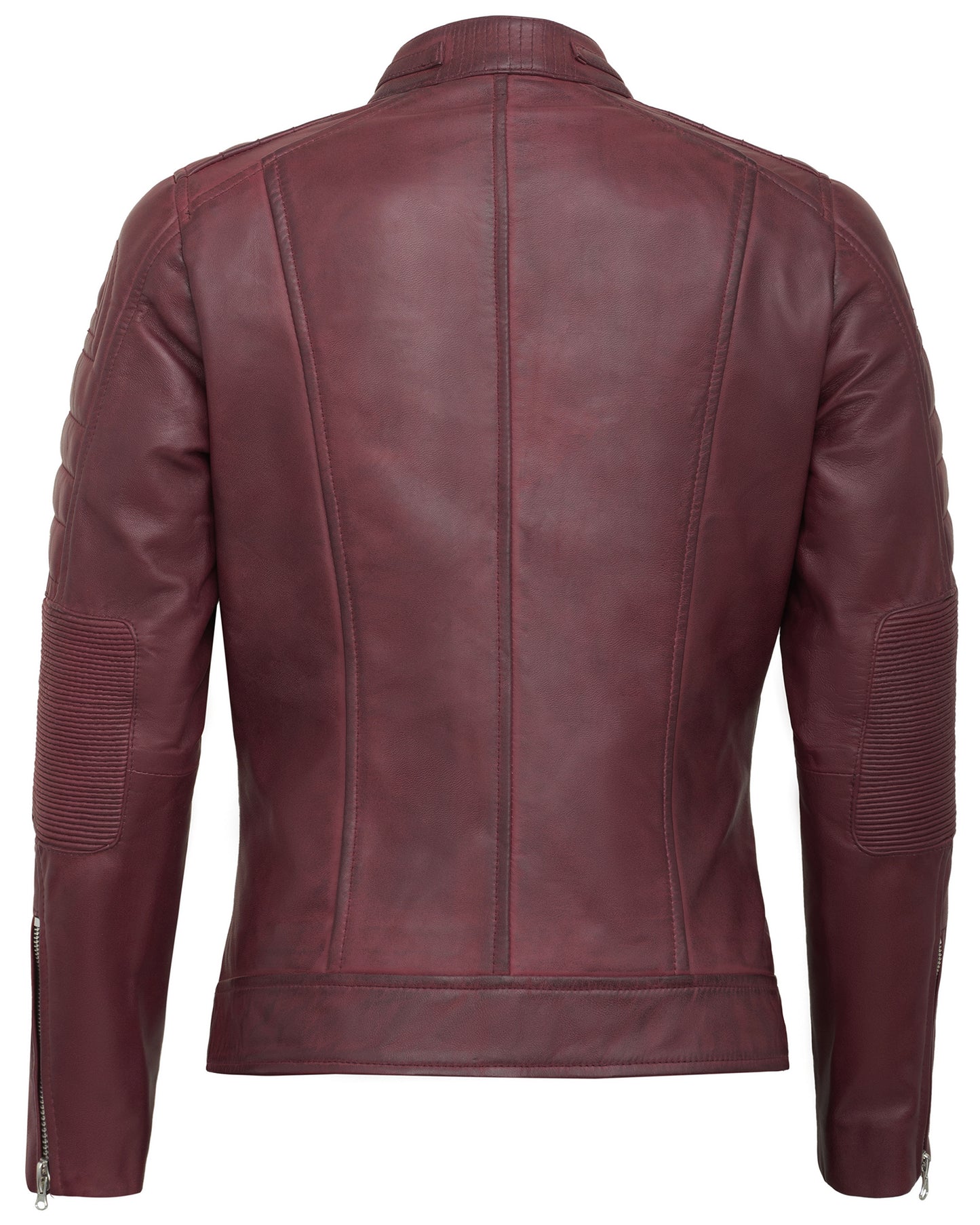 Maroon Cafe Racer Jackets for Women – Real Lambskin Quilted Leather Jacket