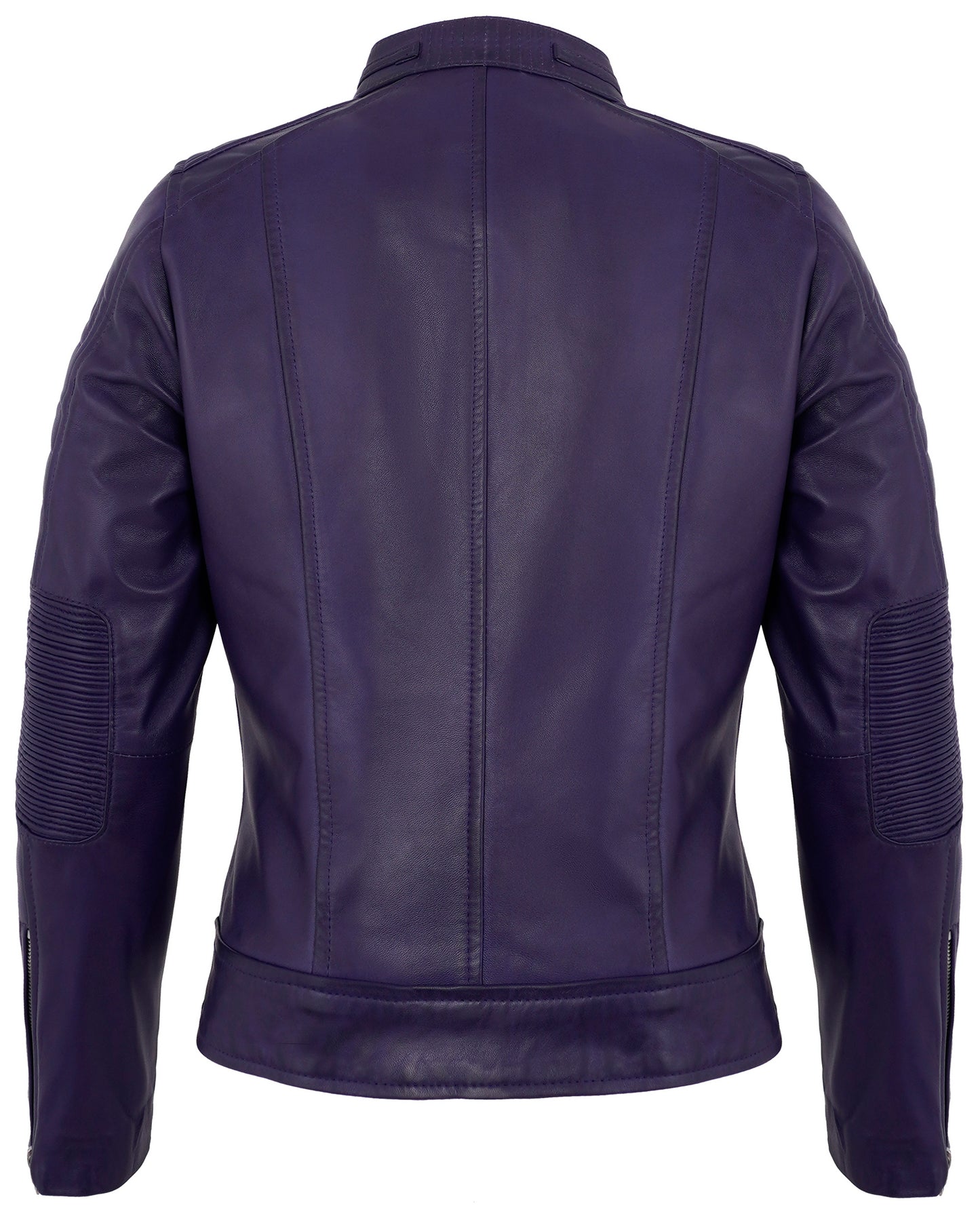 Purple Cafe Racer Jacket for Women – Real Lambskin Quilted Leather