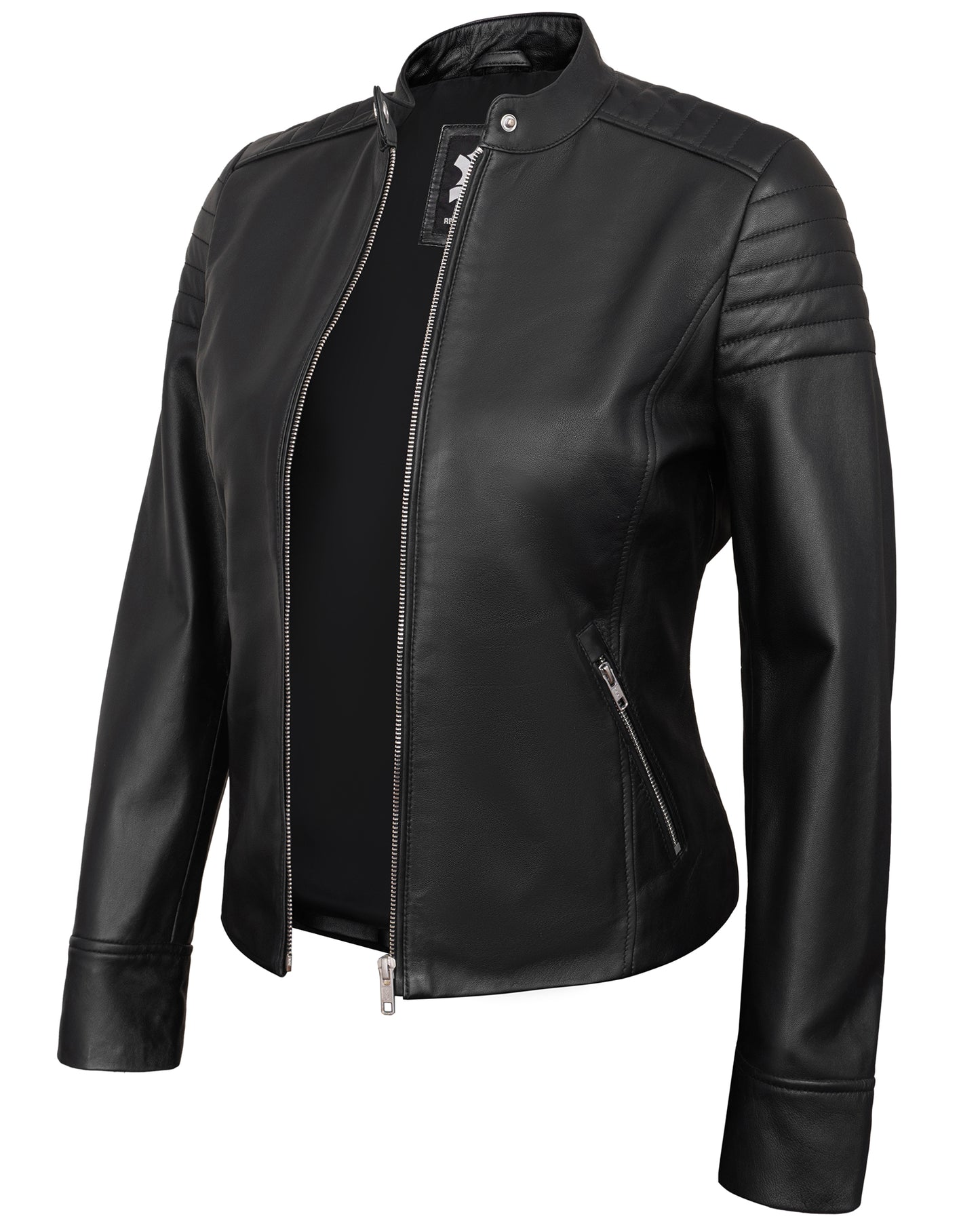 Black Women’s Lambskin Leather Biker Jacket – Real Stylish Moto