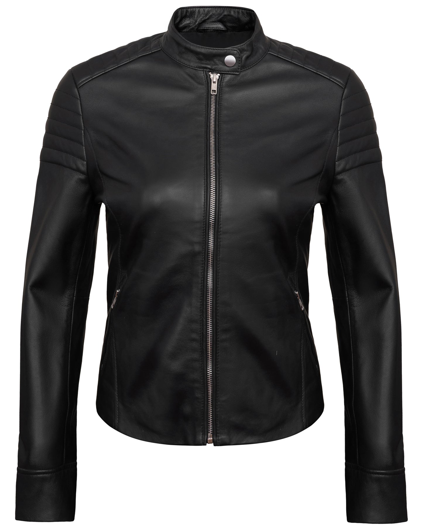 Black Women’s Lambskin Leather Biker Jacket – Real Stylish Moto