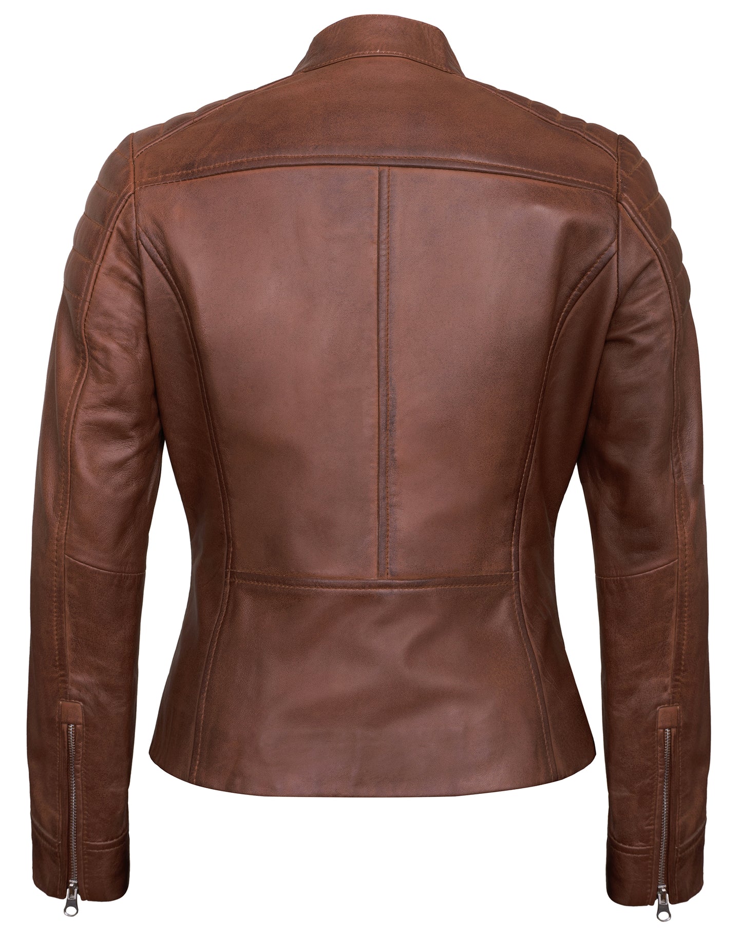Brown Women’s Lambskin Leather Biker Jacket – Real Stylish Moto Jacket