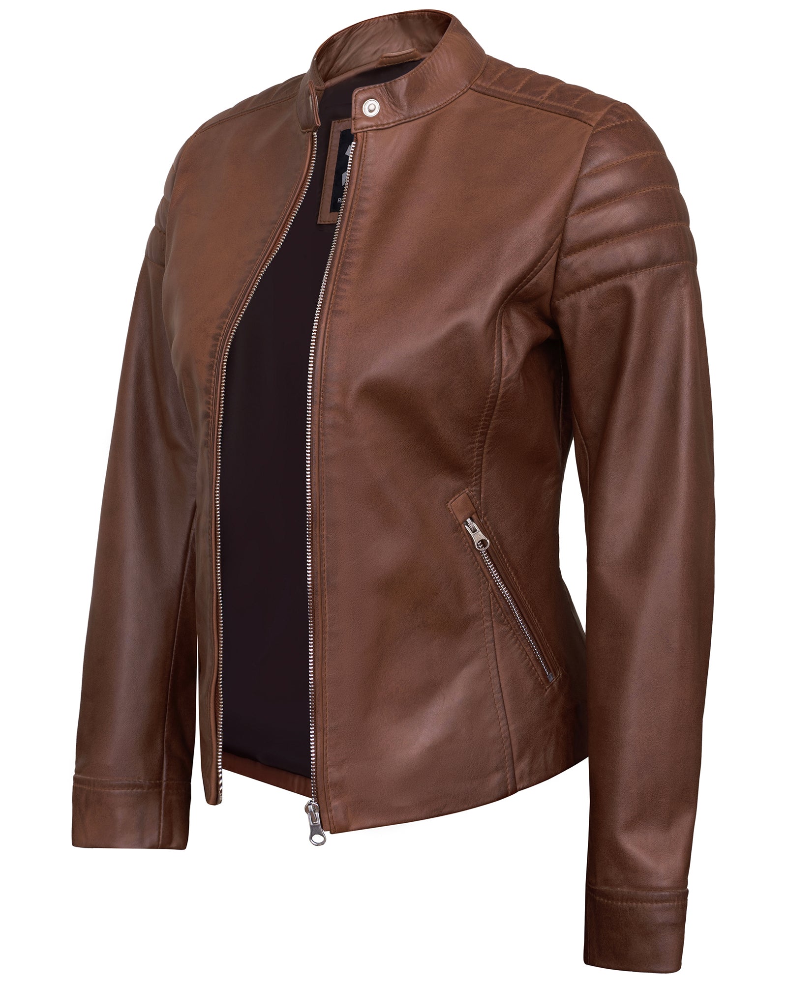 brown-womens-lambskin-leather-biker-jacket