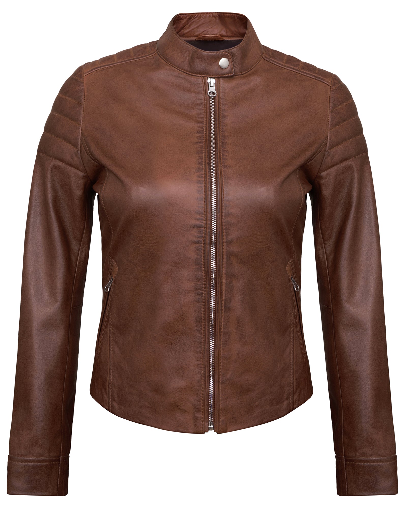 brown-womens-lambskin-leather-biker-jacket