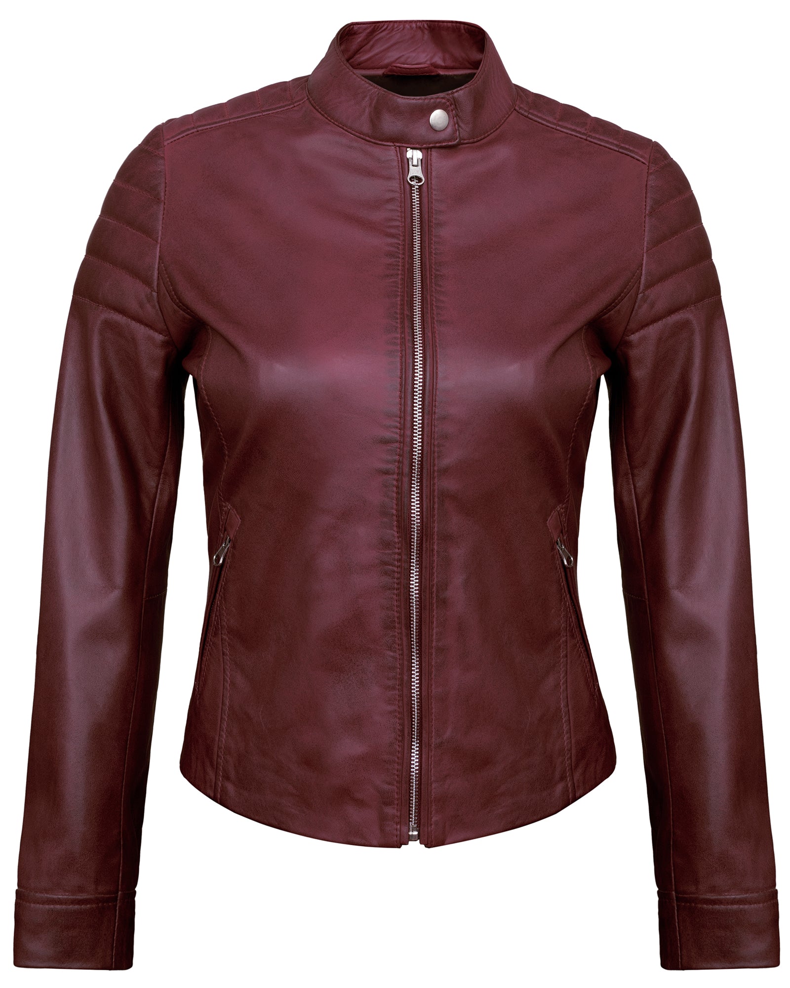maroon-womens-lambskin-leather-biker-jacket