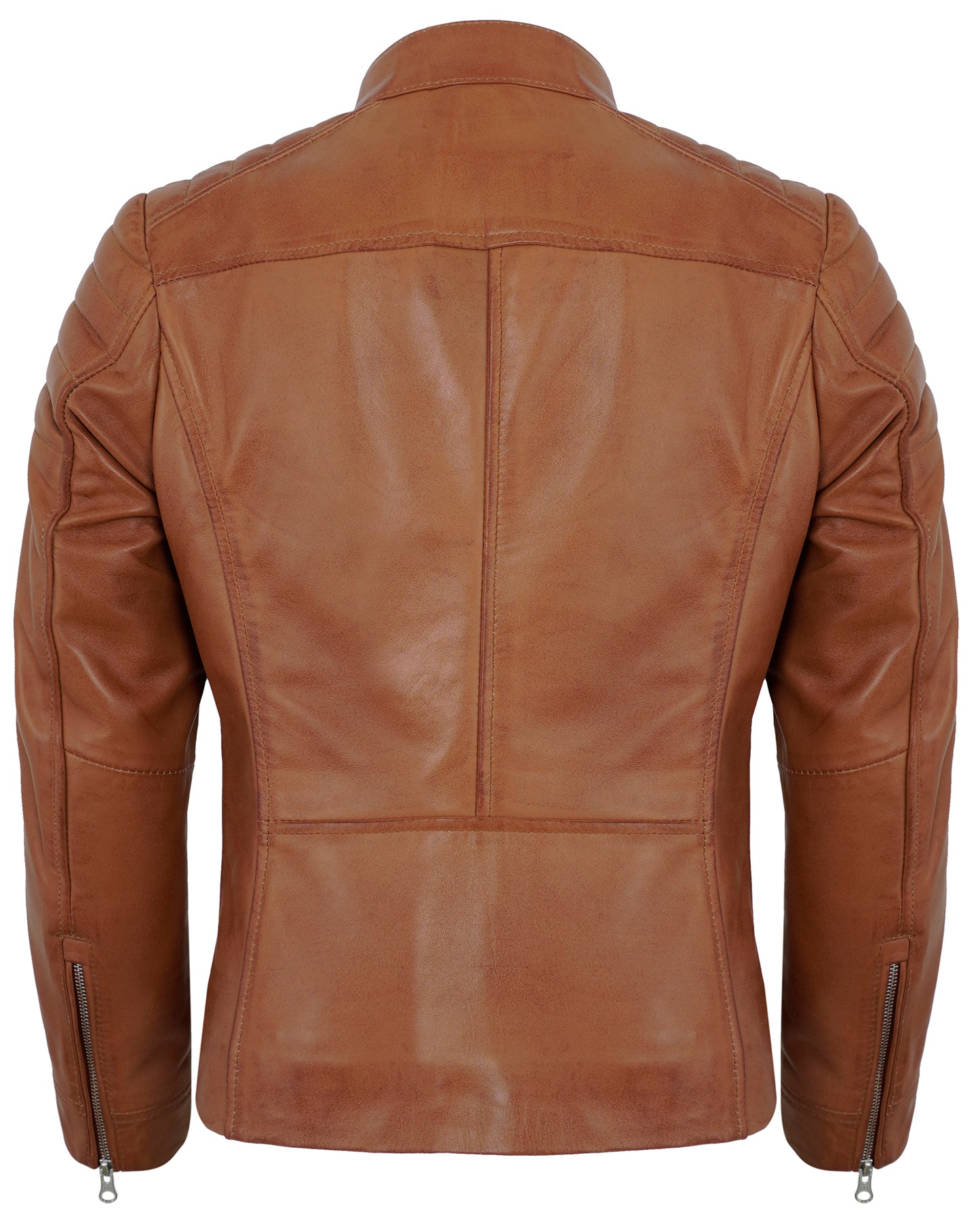 Tan Women's Lambskin Leather Biker Jacket – Real Lambskin Moto Jacket