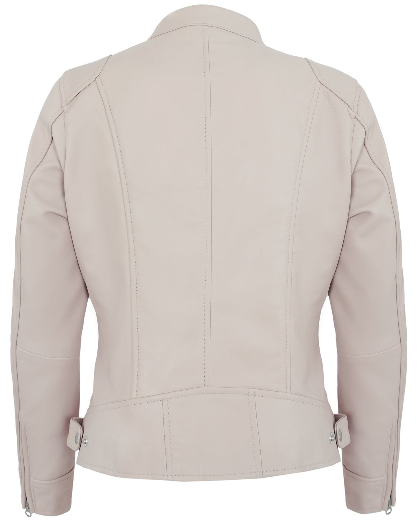 Beige Motorcycle Leather Jacket for Women – Real Lambskin