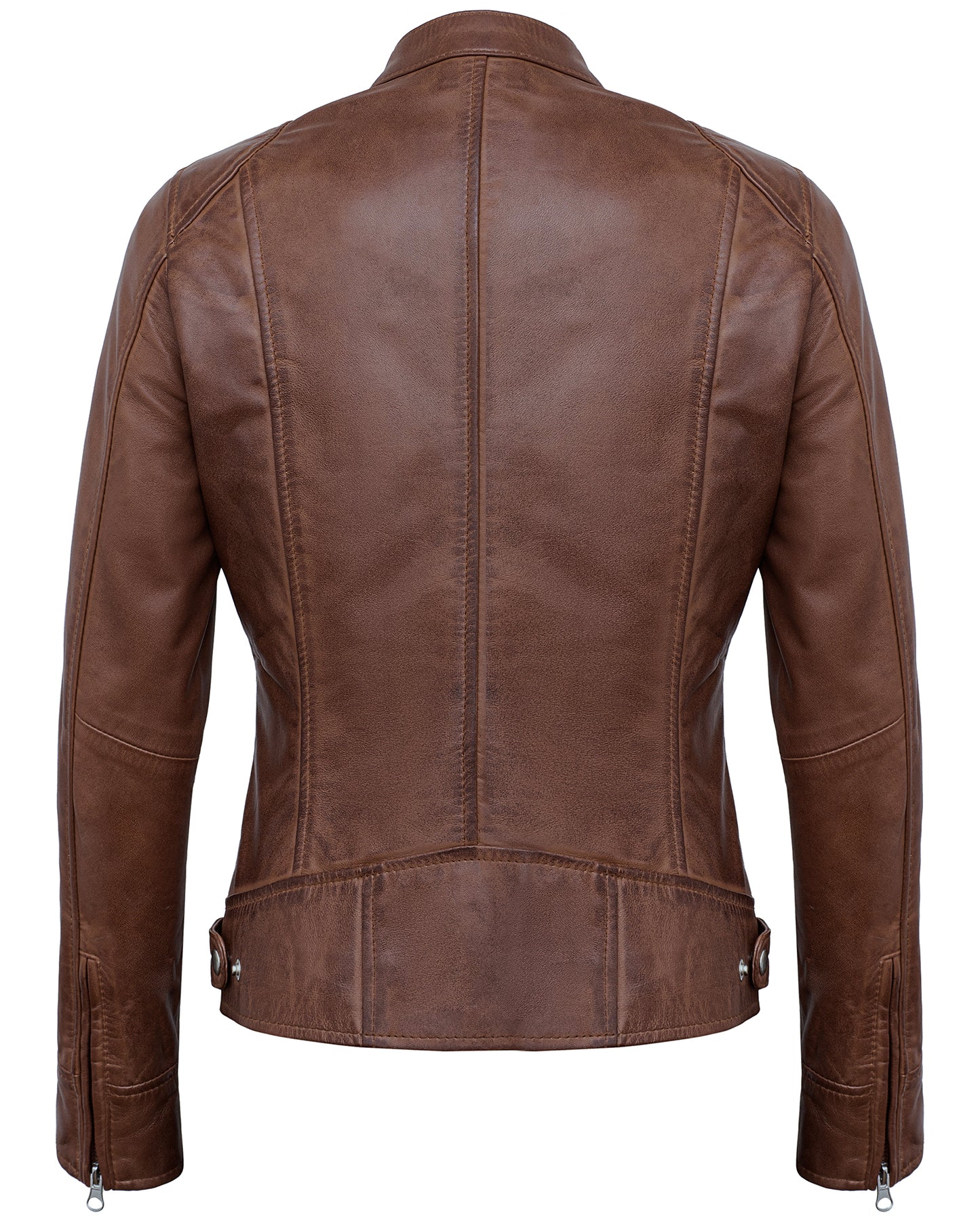 Brown Motorcycle Leather Jacket for Women – Real Lambskin