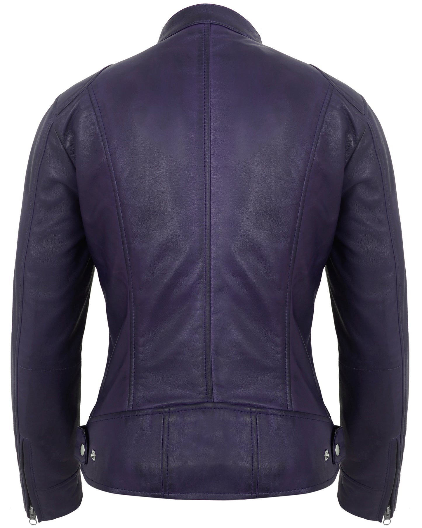 Purple Motorcycle Leather Jacket for Women – Real Lambskin