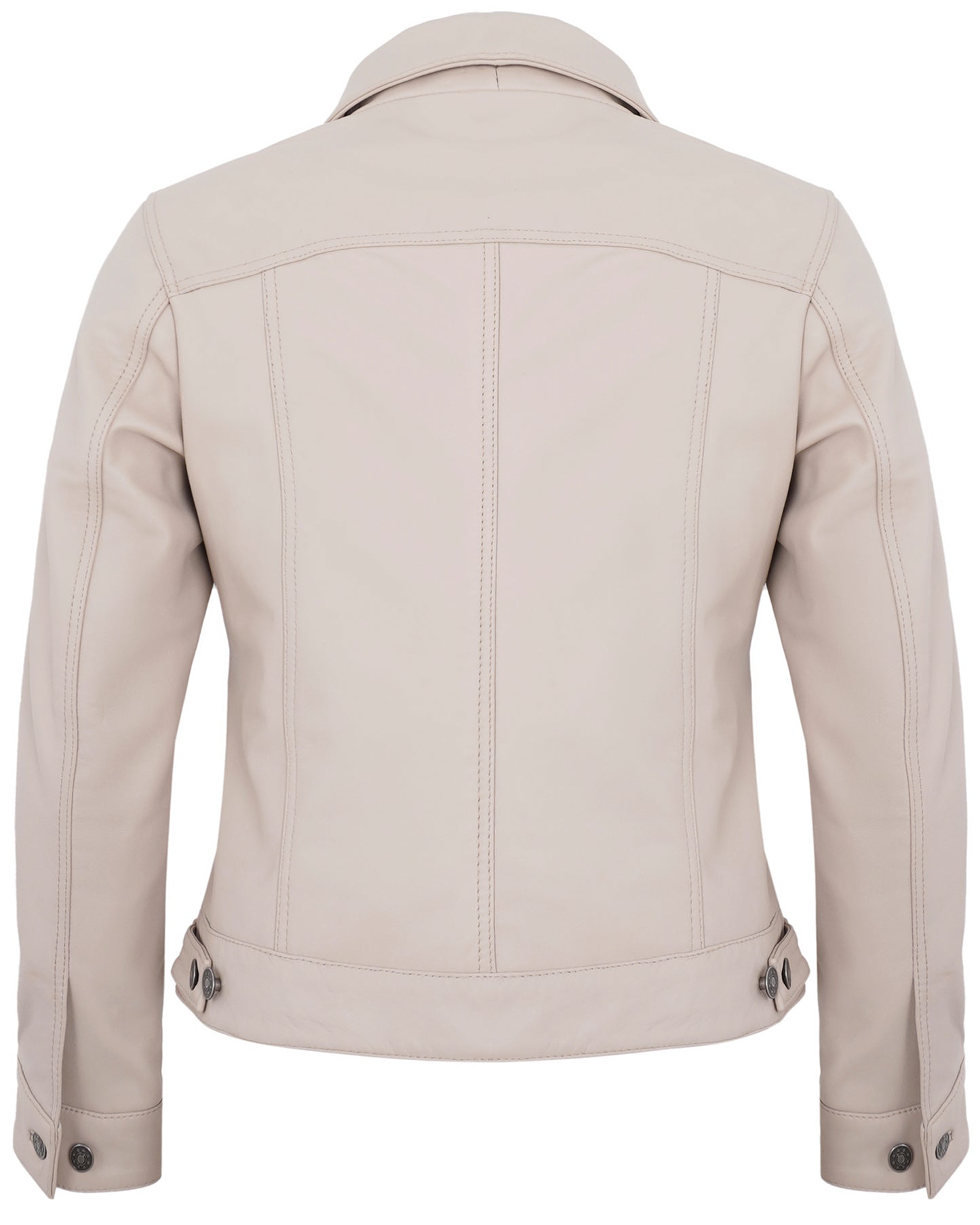 Beige Leather Jacket Trucker – Real Lambskin Vintage Style for Women