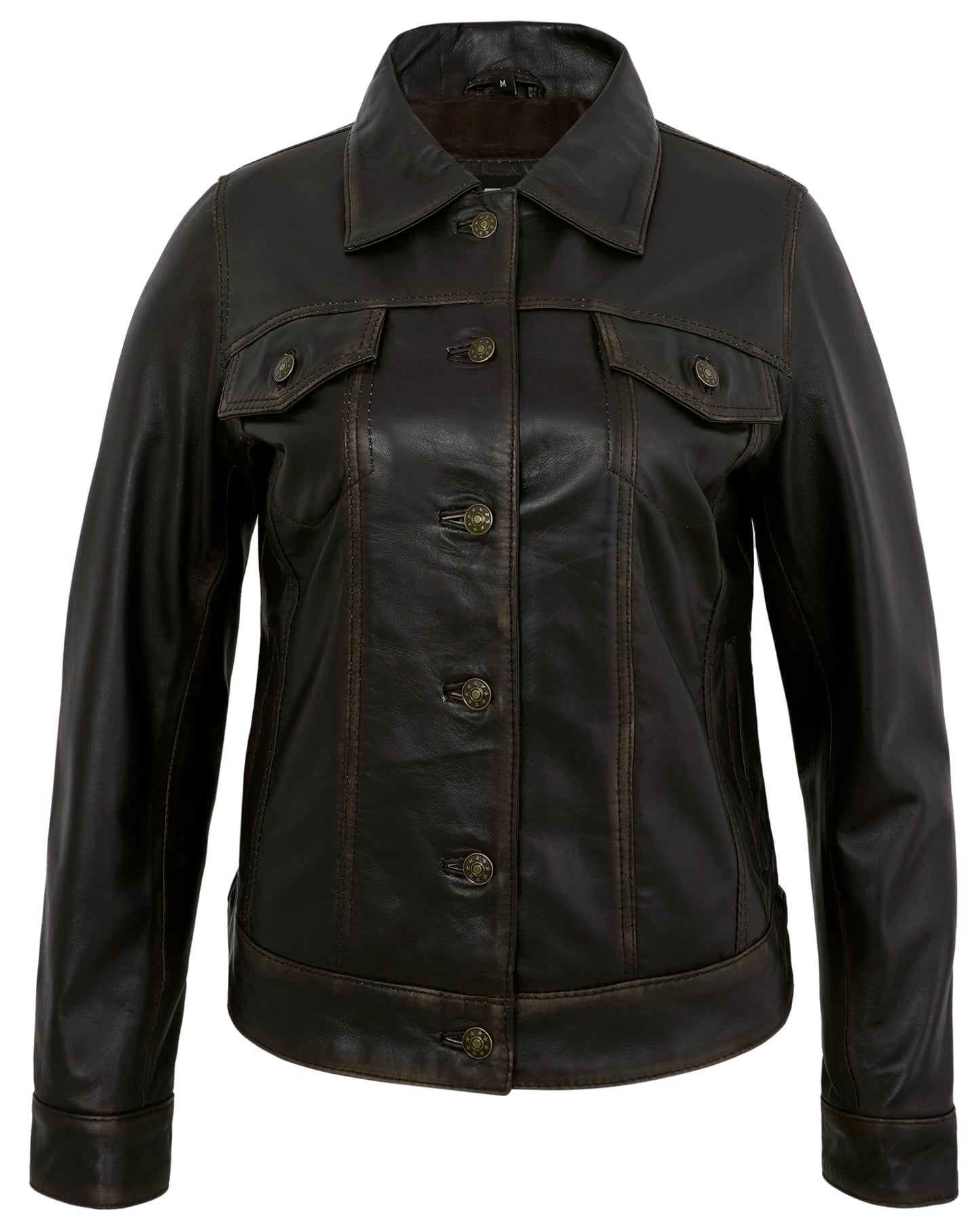 Ruboff Leather Jacket Trucker – Real Lambskin Vintage Style for Women