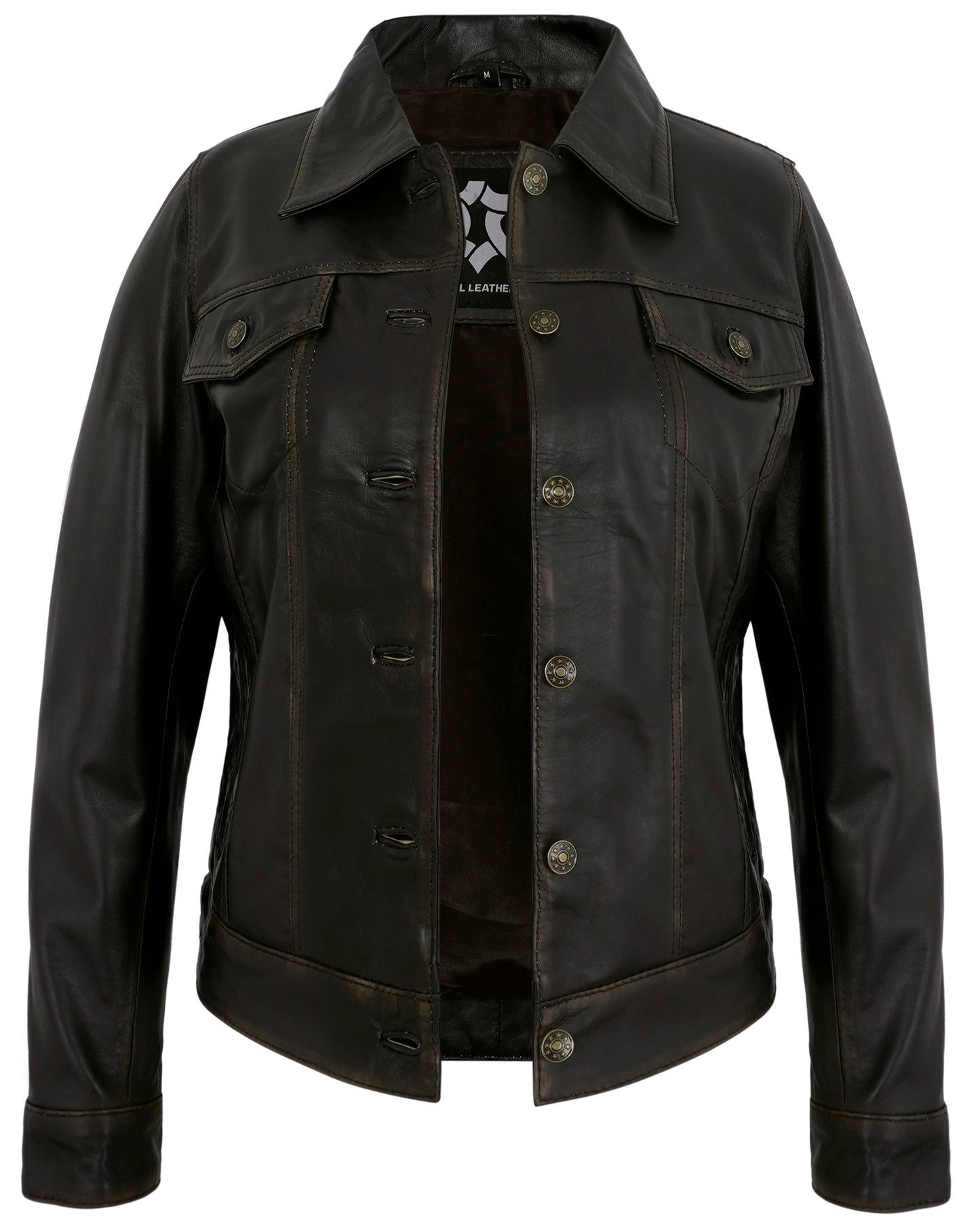 Ruboff Leather Jacket Trucker – Real Lambskin Vintage Style for Women