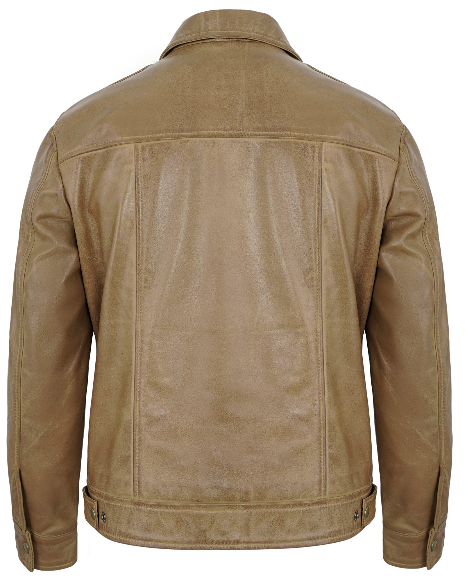 Camel Men's Real Lambskin Motorcycle Leather Jacket