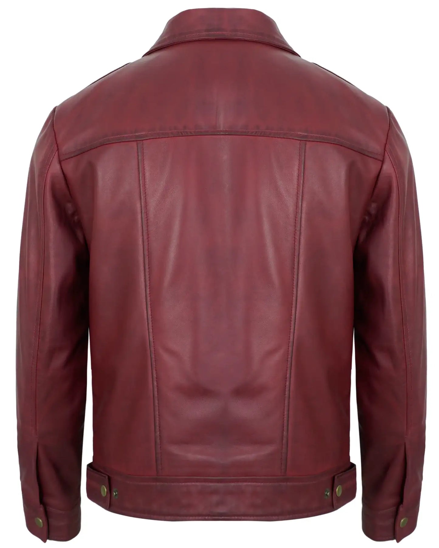 Maroon Men’s Motorcycle Leather Jackets – Real Lambskin Classic Turn Down Collar