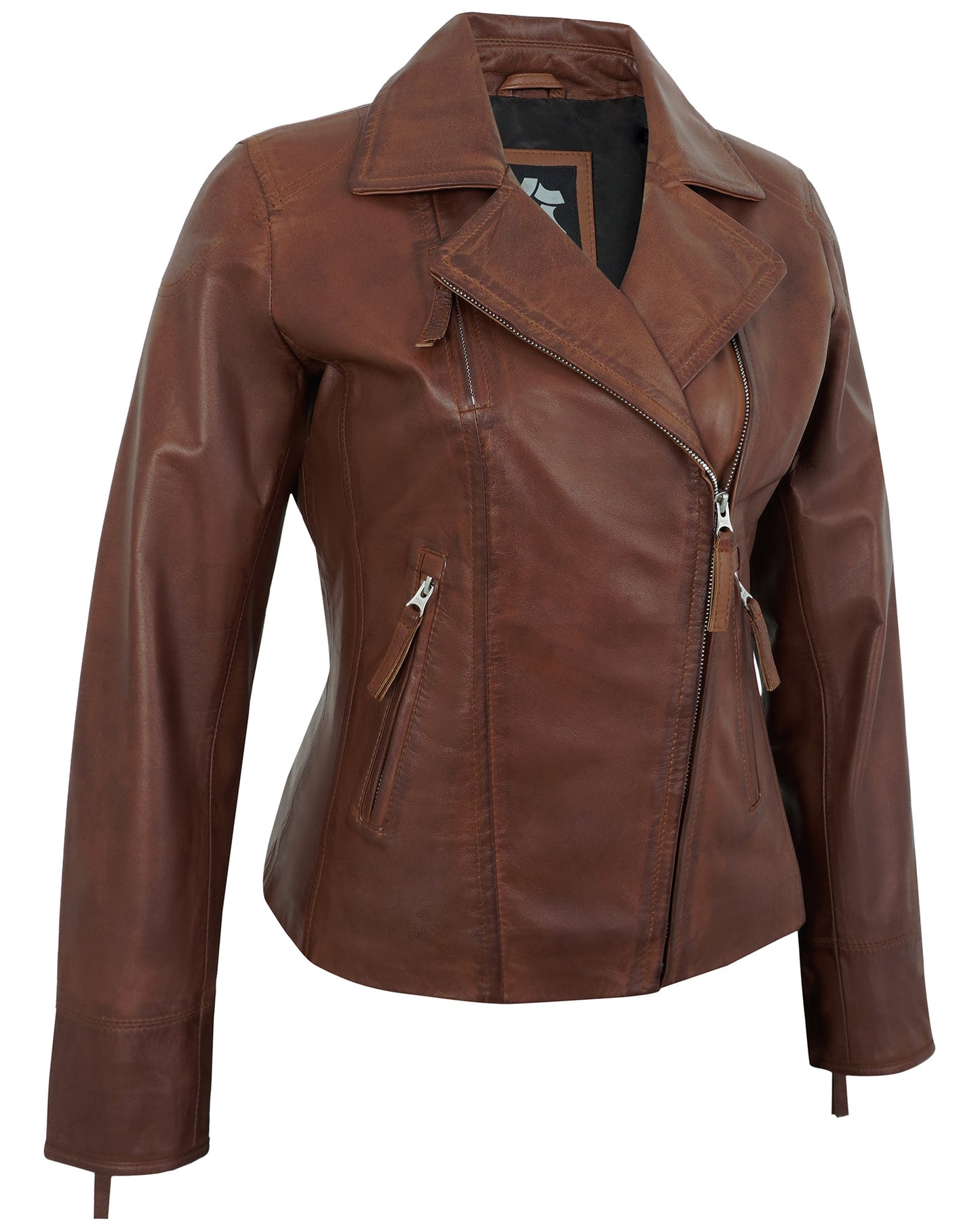 Brown Women's Motorcycle Leather Jackets – Real Lambskin Biker Jacket