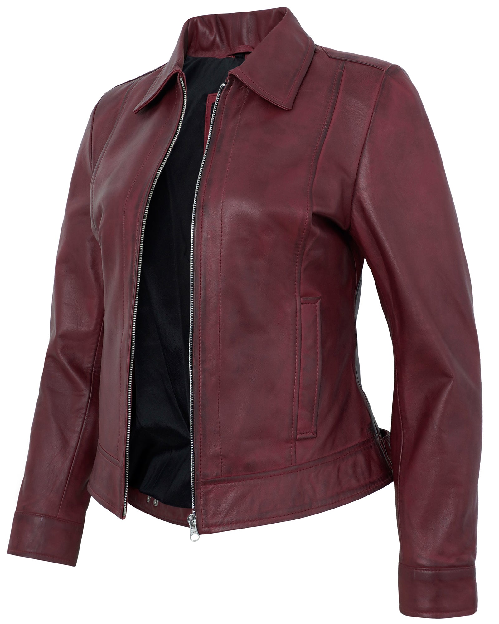 maroon-cafe-racer-down-collar-jackets
