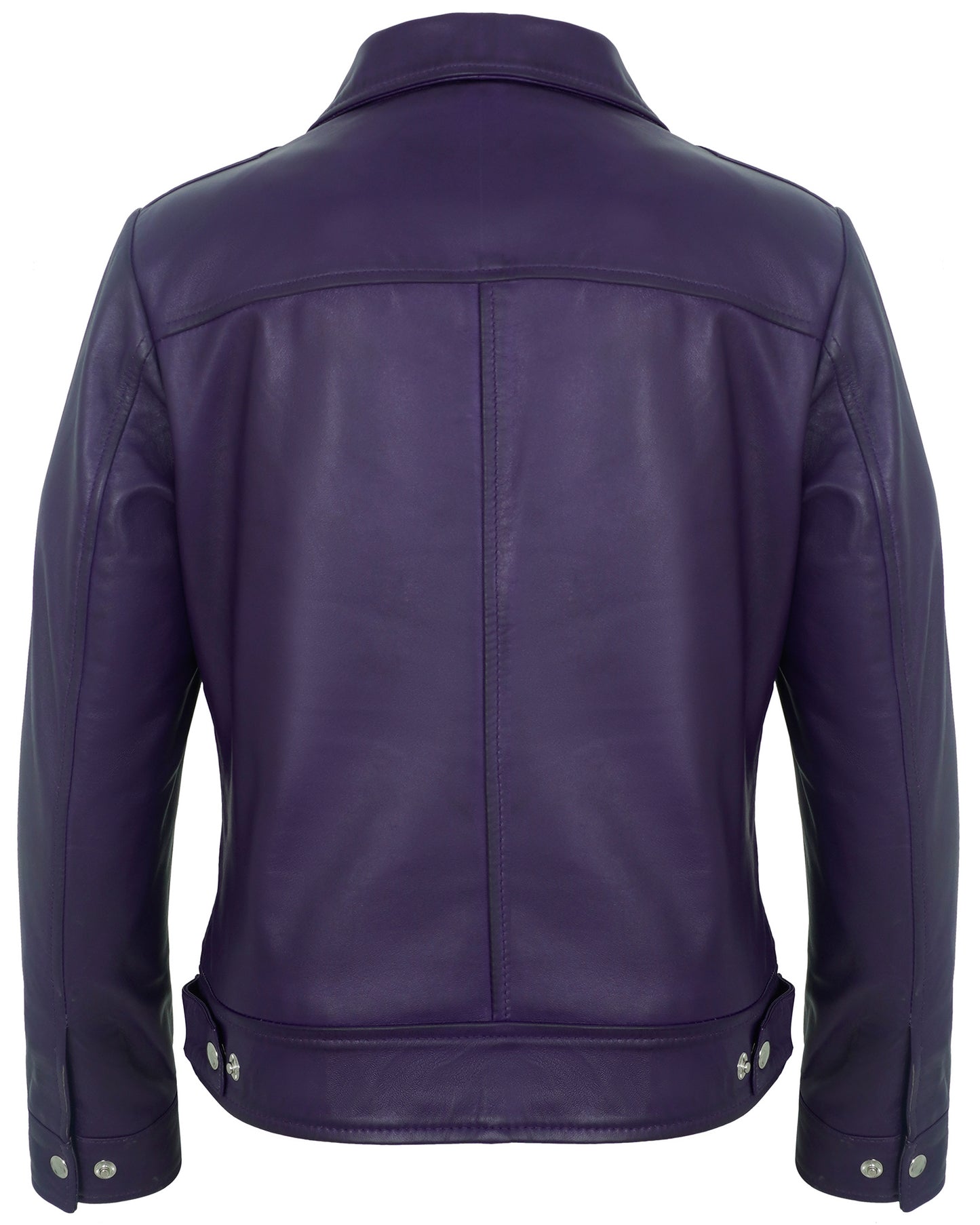 Purple Cafe Racer Down Collar Jacket – Women’s Lambskin Leather