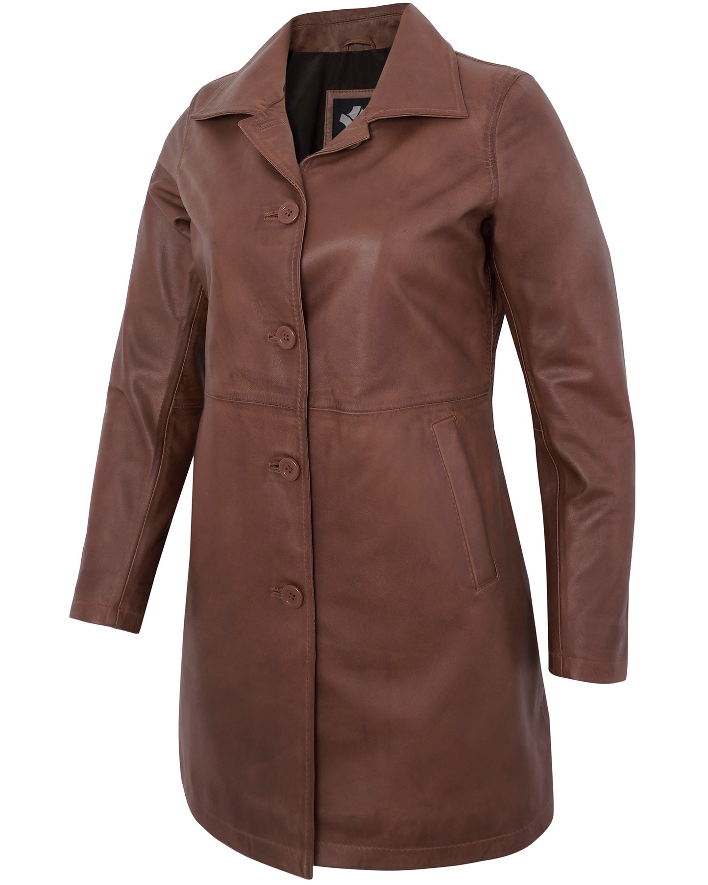 Leather Coat Women Brown – Vintage Style Real Lambskin Long Coat